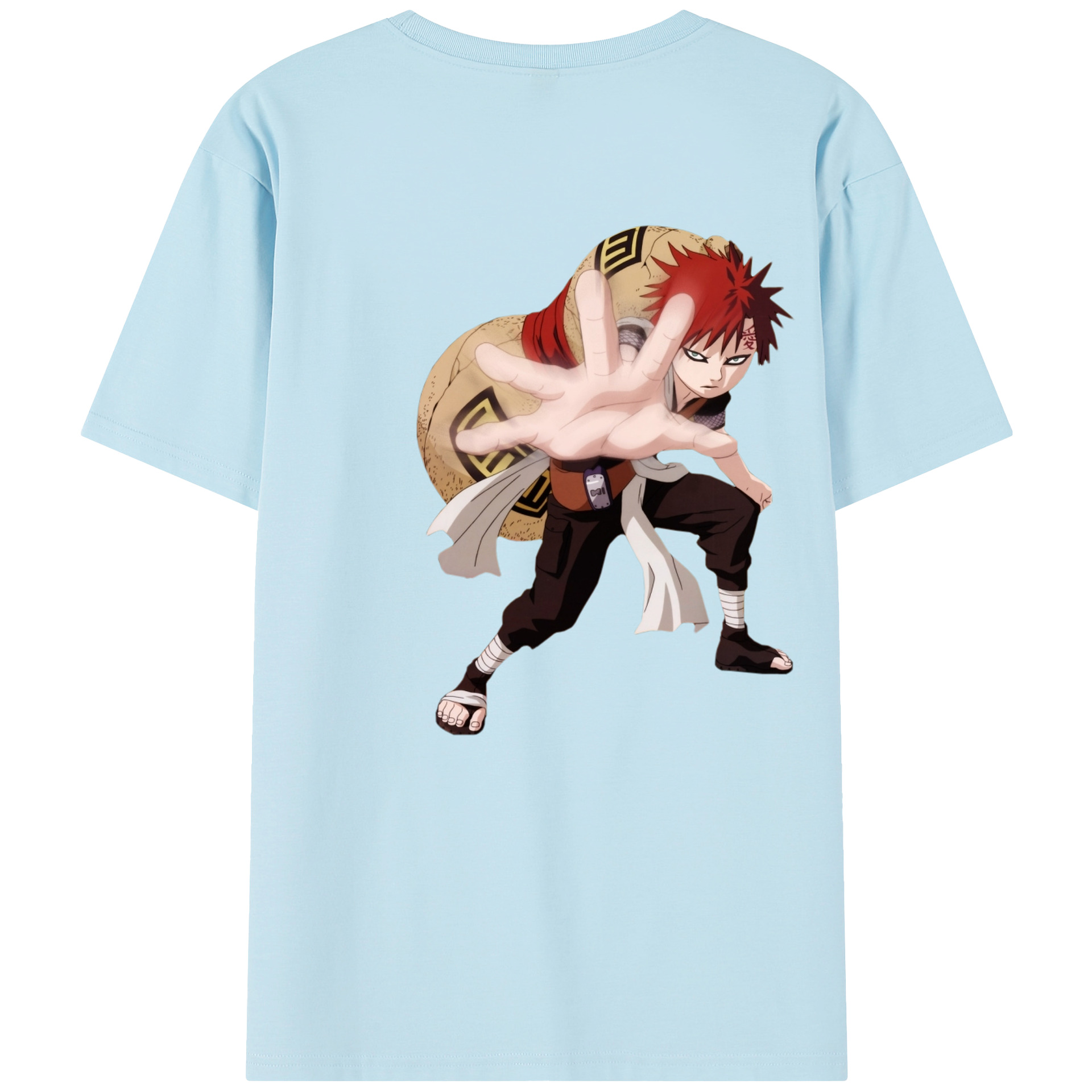 （画像用） NARUTO -ナルト- ガアラ Gaara 綿100％半袖Tシャツ（背面プリント）